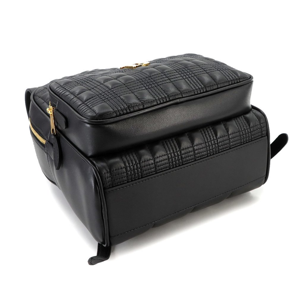 BURBERRY Quilted Check Rucksack Backpack Leather Black - Picture 4 of 8